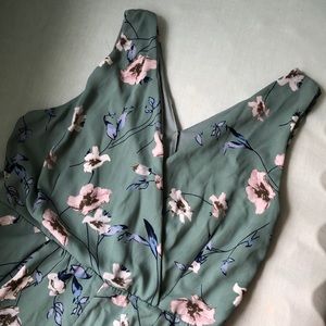 Sage Green Floral Wide Leg Jumpsuit